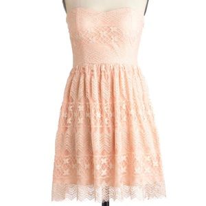 Pink Crocheted Lace A-line Party / Cocktail Dress